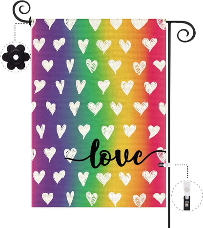 Baccessor LGBTQ Garden Flag - Double-Sided Rainbow Design for Pride Month | 12.5 x 18 Inch Outdoor Decoration