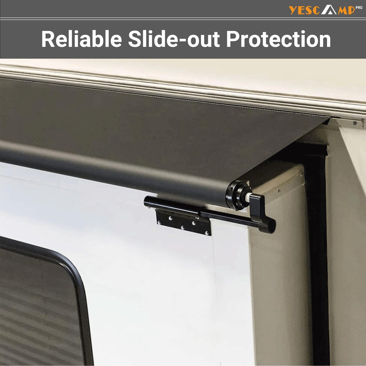 YESCAMP RV Slide Topper Awning Slide Out Awning Kit Cover Assembly,Modular Slideout Awning Protection for RV,5th Wheels,Travel Trailers and Motorhomes,Black,7'(6'7''Fabric)