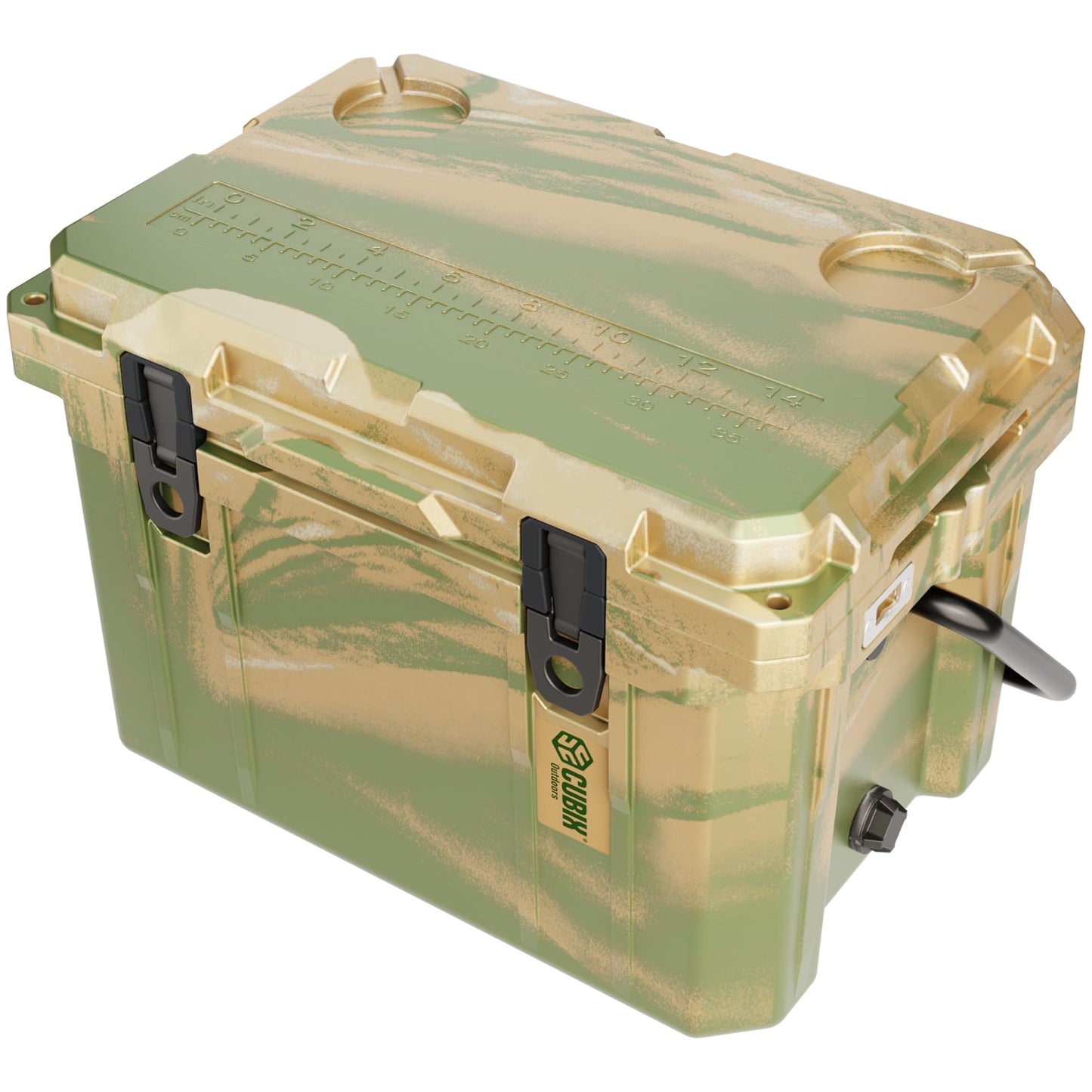 Cubix Outdoors, QuadraX 20QT Rotomolded Personal Small Cooler, Insulated Portable Hard Cooler Camping Ice Chest, Holds Ice for 72 Hours for Outdoor Activities, 2 Built-in Cup Holders, Hunter Camo