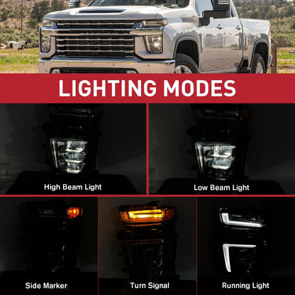 Duolctrams OEM Style LED Type Headlight Assembly Compatible with 2020-2023 Chevy Silverado 2500HD 3500HD High Country/LTZ Left Driver Side 84738618 GM2502505