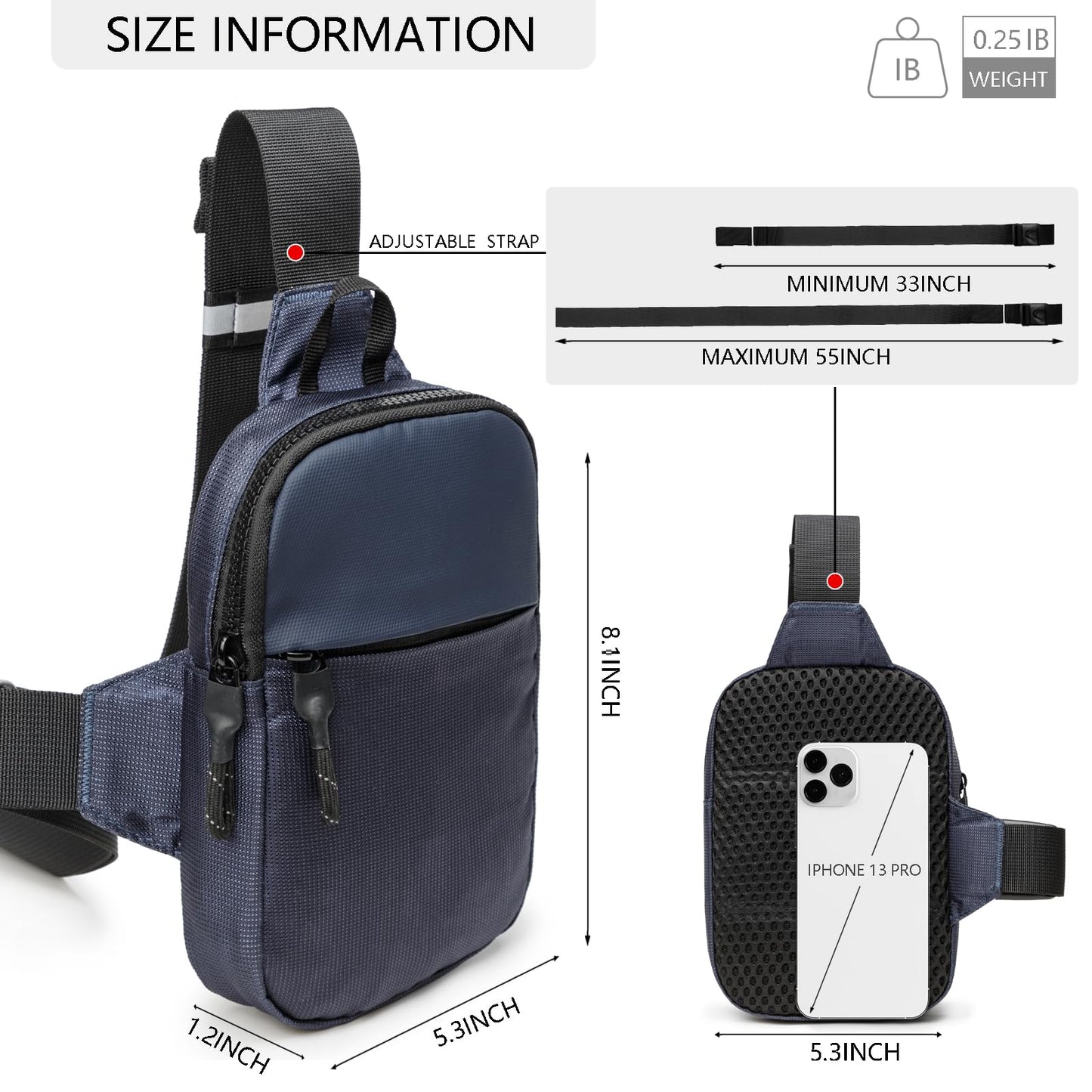 higouta Mini Sling Bag for Men Women, Waterproof Utility Crossbody Backpack Chest Bag for Hiking Travel Sports Running