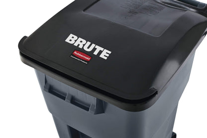 Rubbermaid Commercial Products BRUTE Rollout Heavy-Duty Wheeled Trash/Garbage Can, 32-Gallon, Blue, for Restaurants/Hospitals/Offices/Warehouses/Garage, Pack of 2