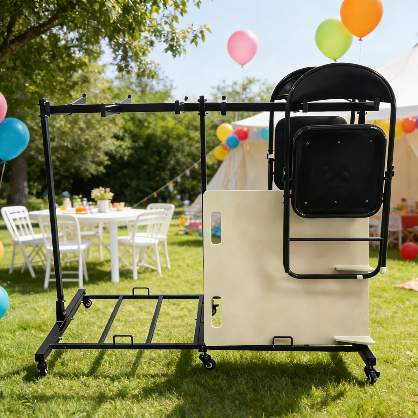 Folding Chair Rack with Wheels,Heavy Duty 1000 Lbs Metrixpio Capacity Movable Storage Chair Dolly for Wedding, Office, School & Camping