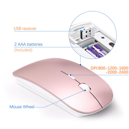 Wireless Keyboard and Mouse Ultra Slim Combo, TopMate 2.4G Silent Compact USB 2400DPI Mouse and Scissor Switch Keyboard Set with Cover, Batteries Included, for PC/Laptop/Windows/Mac - Gray Black