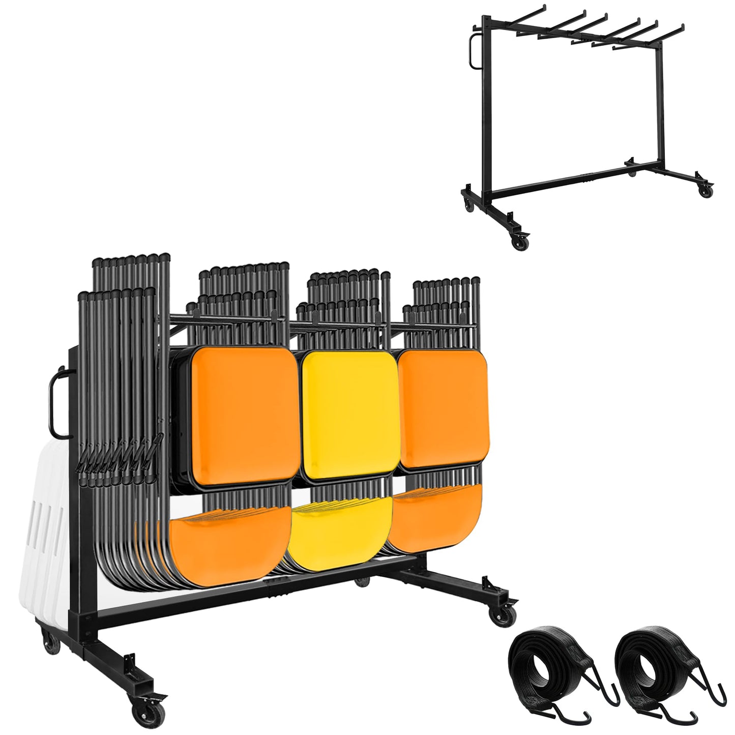koretech Folding Chair Rack for 48 Chairs or 12 Tables, Folding Chair Cart with Wheels Heavy Duty, Chair Storage Dolly for Transport Organize Chairs