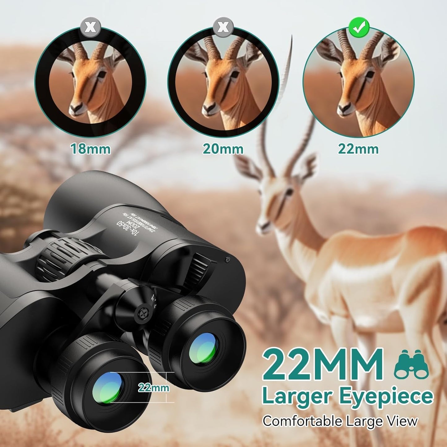 MLight 10-30X50 Zoom Binoculars for Adults, High Powered Military Binoculars for Bird Watching, Hunting, Outdoor, Hiking, Concerts Large View, Waterproof, BK7 Prism, FMC Lens, Low Light Night Vision