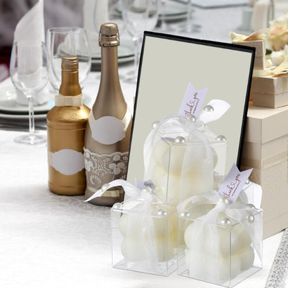 Nuanchu 30 Sets Bridal Shower Favors White 1.6" Mini Bubble Candles Wedding Favors Gifts for Guests Aesthetic Bubble Candles Baby Shower Favor with Thank You Card Ribbon for DIY Baptism Gift