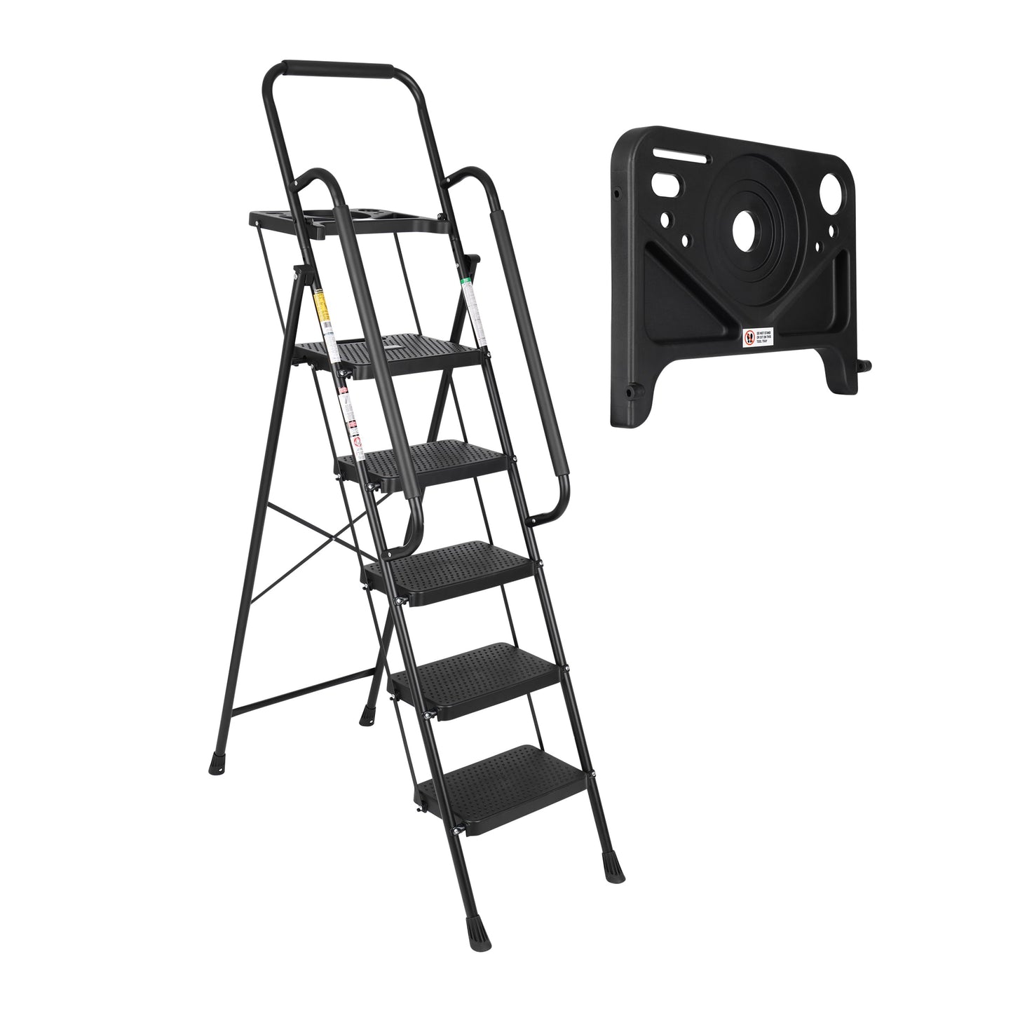 Simpli-Magic 5-Step Ladder, 800 LBS Capacity Folding Step Stool – Anti-Slip Wide Steps & Handgrip – ANSI Certified Lightweight & Durable Steel Stepping Stool for Kitchen, Home, Office & Garage
