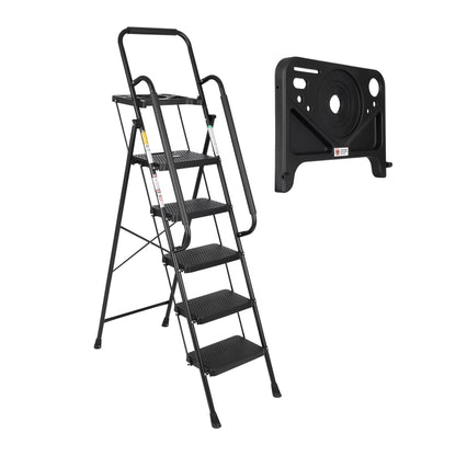 Simpli-Magic 5-Step Ladder, 800 LBS Capacity Folding Step Stool – Anti-Slip Wide Steps & Handgrip – ANSI Certified Lightweight & Durable Steel Stepping Stool for Kitchen, Home, Office & Garage