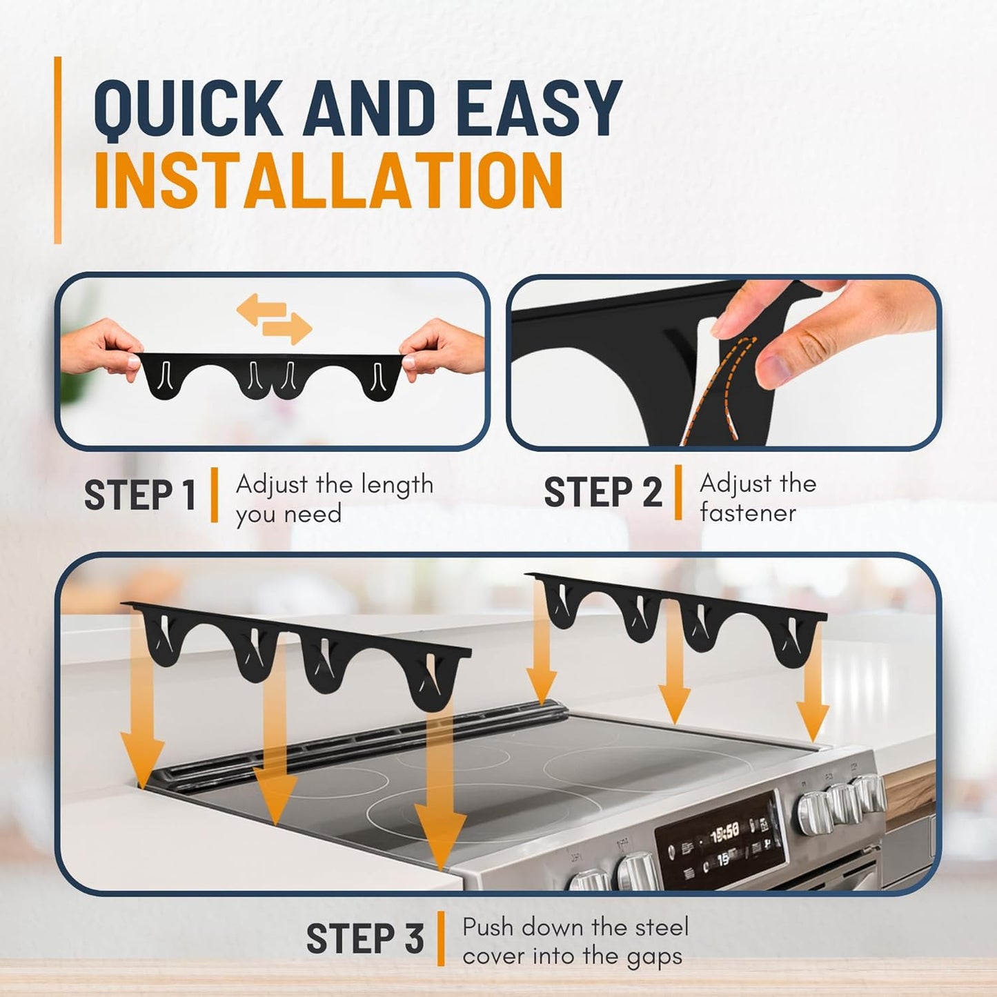 Linda’s Essentials Stainless Steel Stove Gap Covers - Adjustable 13.8" to 27.5" | 2 Pack Counter & Oven Filler