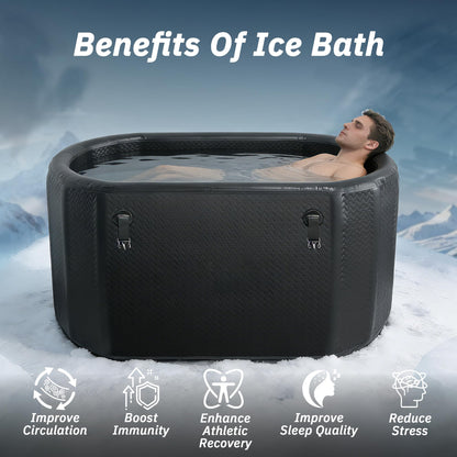 500L Large Ice Bath Tub with Lid, Oversized Inflatable Cold Plunge Tub for Tall Big People, Full Body Immersion, Compatible with Water Chiller, Portable Recovery Tub for Athletes Indoor Outdoor Use