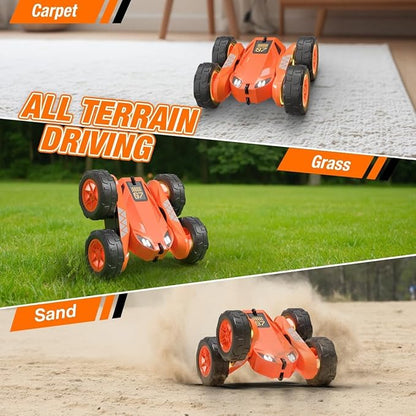 Remote Control Car Rechargeable RC Cars &amp Remote 360° Flips Rotating 2.4Ghz 4WD All Terrain Stunt Race Car Toy Christmas Birthday Gift for Kids Boys 3-12