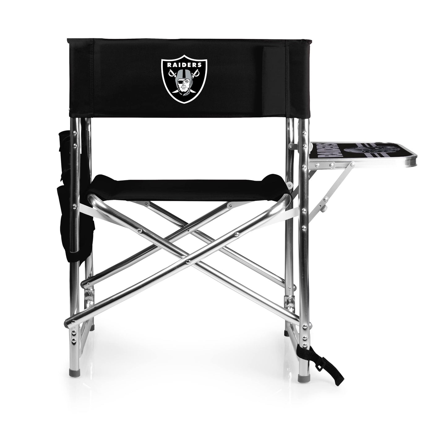 PICNIC TIME NFL Las Vegas Raiders Sports Chair with Side Table, Beach Chair, Camp Chair for Adults