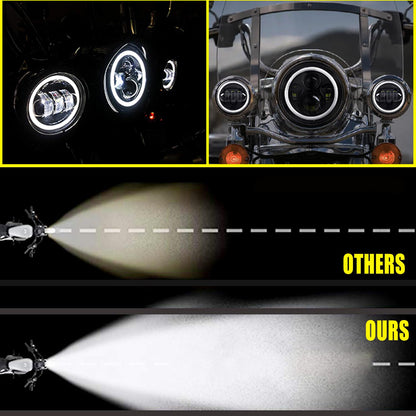YEEGO DIRECT 7 inch Motorcycle LED Headlight 4.5 inch Fog Passing Lights for Road Kin-g Ultra Clas-sic Elec-tra Street Gli-de Tr-i Cv-o Heri-tage Sof-tail Slim Delu-xe Fat-boy, DOT Approved(Black)