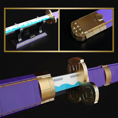 HIGH GODO Anime Cosplay Swords Building Set 936 Piece One Purple Enma Zoro Sword 38.8IN with Scabbard and Bracket for Adults Teens 14+ (Roronoa Zoro Yamato Sword)