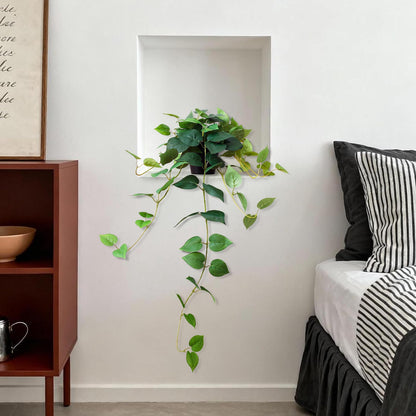 HIFORESTAR Fake Pothos Hanging Plants, 33" Potted Artificial Hanging Plant, Faux Pothos Silk Vines Hanging Plant Greenery for Home Living Room Indoor Decor