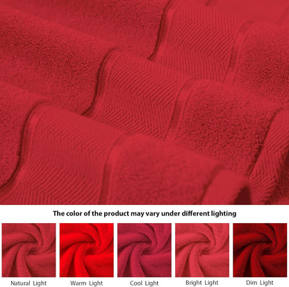 Marvione 6-Piece Bath Towels Set | 100% Turkish Cotton, Highly Absorbent & Soft - Red