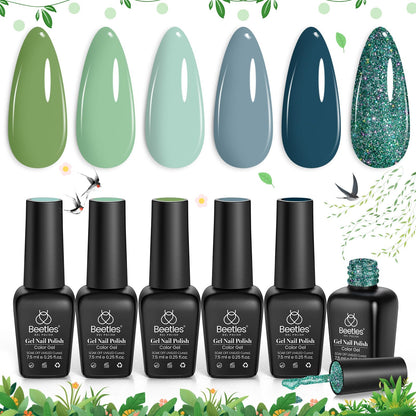Beetles Cat Eye Gel Nail Polish Set, 6 Colors Glitter Red Pink Shiny Brown Burgundy Purple Blue Green Magnetic Effect Sparkle Stunning Nail Gel Polish Kit Soak Off UV Manicure Gifts for Women