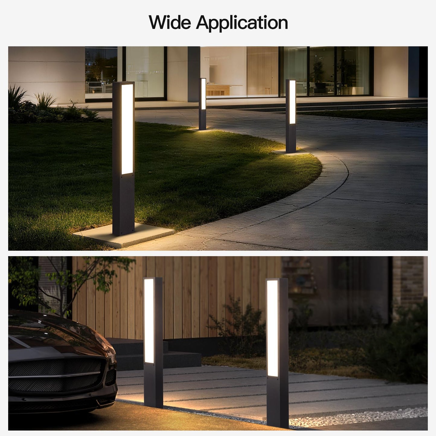 MVBT 39.4" Landscape Path Lights, AC100-240V Outdoor Pathway Lights Wired, Bollard Light IP65 Waterproof, Modern Driveway Light, LED Bollard Landscape Lighting Walkway Lamp for Lawn Patio Garden Yard