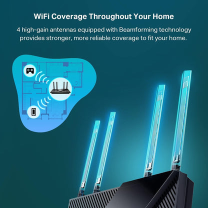 TP-Link Dual-Band AX3000 Wi-Fi 6 Router Archer AX55 | Wireless Gigabit Internet Router for Home | EasyMesh Compatible | VPN Clients & Server | HomeShield, OFDMA, MU-MIMO | USB 3.0 | Secure by Design