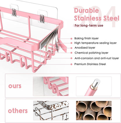 NESOMI Shower Caddy - Rustproof Stainless Steel Organizer with Large Capacity | 7-Pack No-Drill Storage Solutions