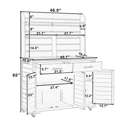 Outdoor Grill Cart with Storage Cabinet, Wood Outdoor Kitchen Island Prep Cart Grill Station for Food Prep and BBQ, Brown