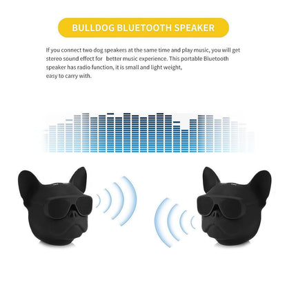 DTHUIHUA Bulldog Wireless Speaker - Portable Bluetooth with Loud Stereo Sound, Compact Outdoor Speaker for Camping & Travel | Audio Gift for Home, Cute Companion Design（Matte Black）