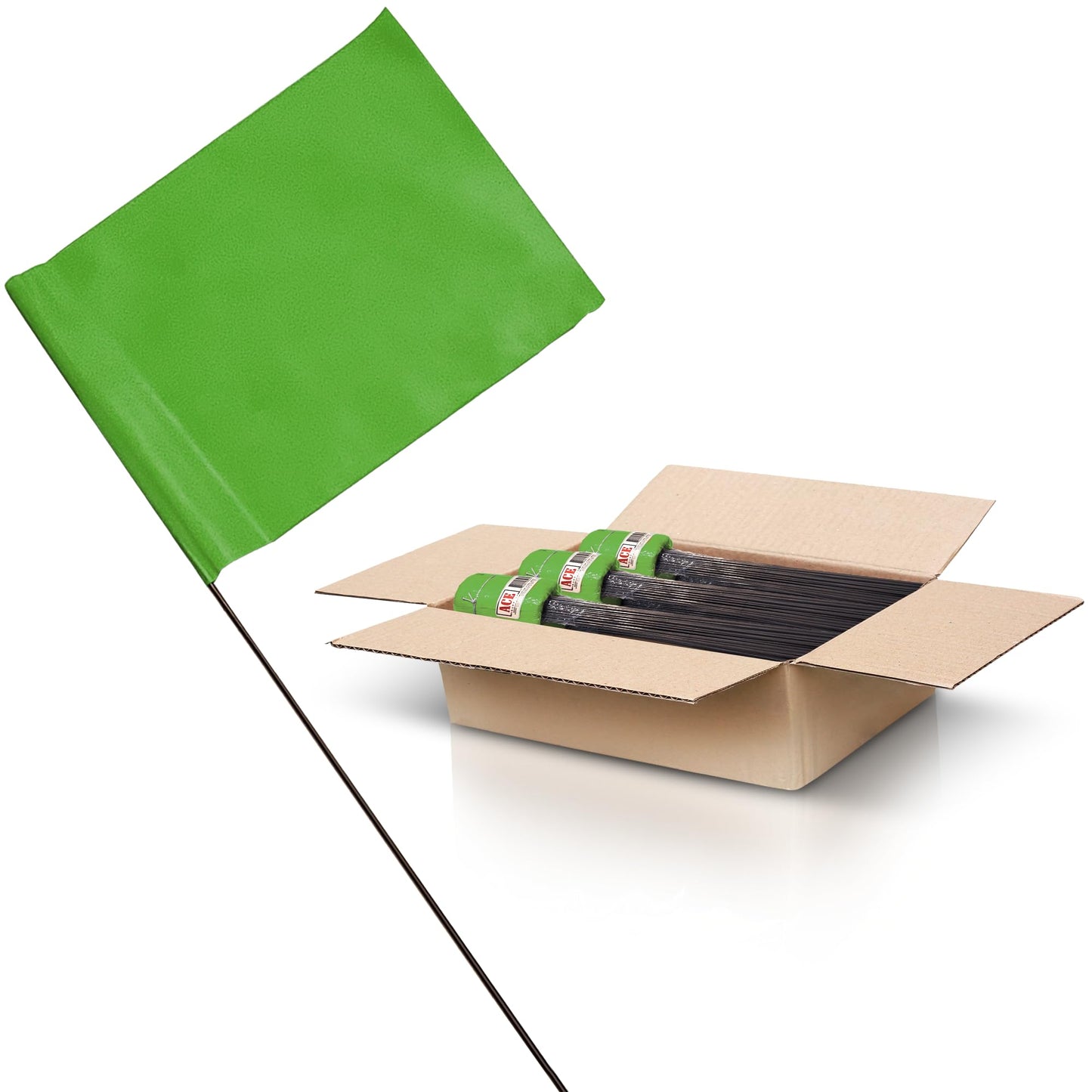 Green Marking Flags 1000 Pack - 4x5x21 Inch Green Flags for Yard - Markers For Lawn, Irrigation, Landscaping, Survey & Sprinkler Head Marking