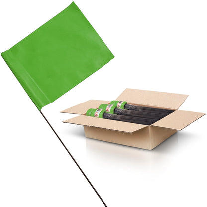 Green Marking Flags 1000 Pack - 4x5x21 Inch Green Flags for Yard - Markers For Lawn, Irrigation, Landscaping, Survey & Sprinkler Head Marking