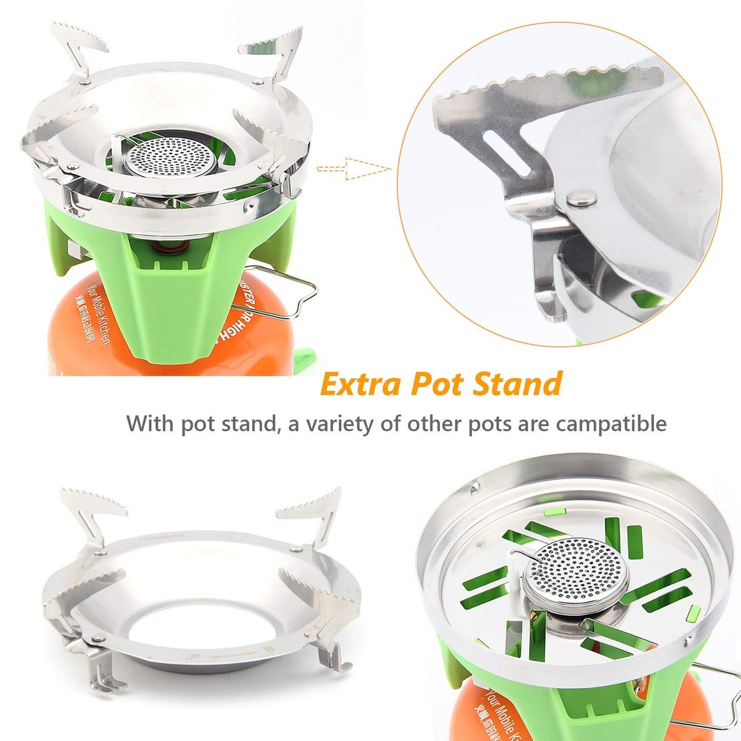 Fire-Maple Camping Backpacking Stove Camp Stove Backpacking Cooking Set 1L Camping Pot Fixed Star 2 Cooking System (Green)
