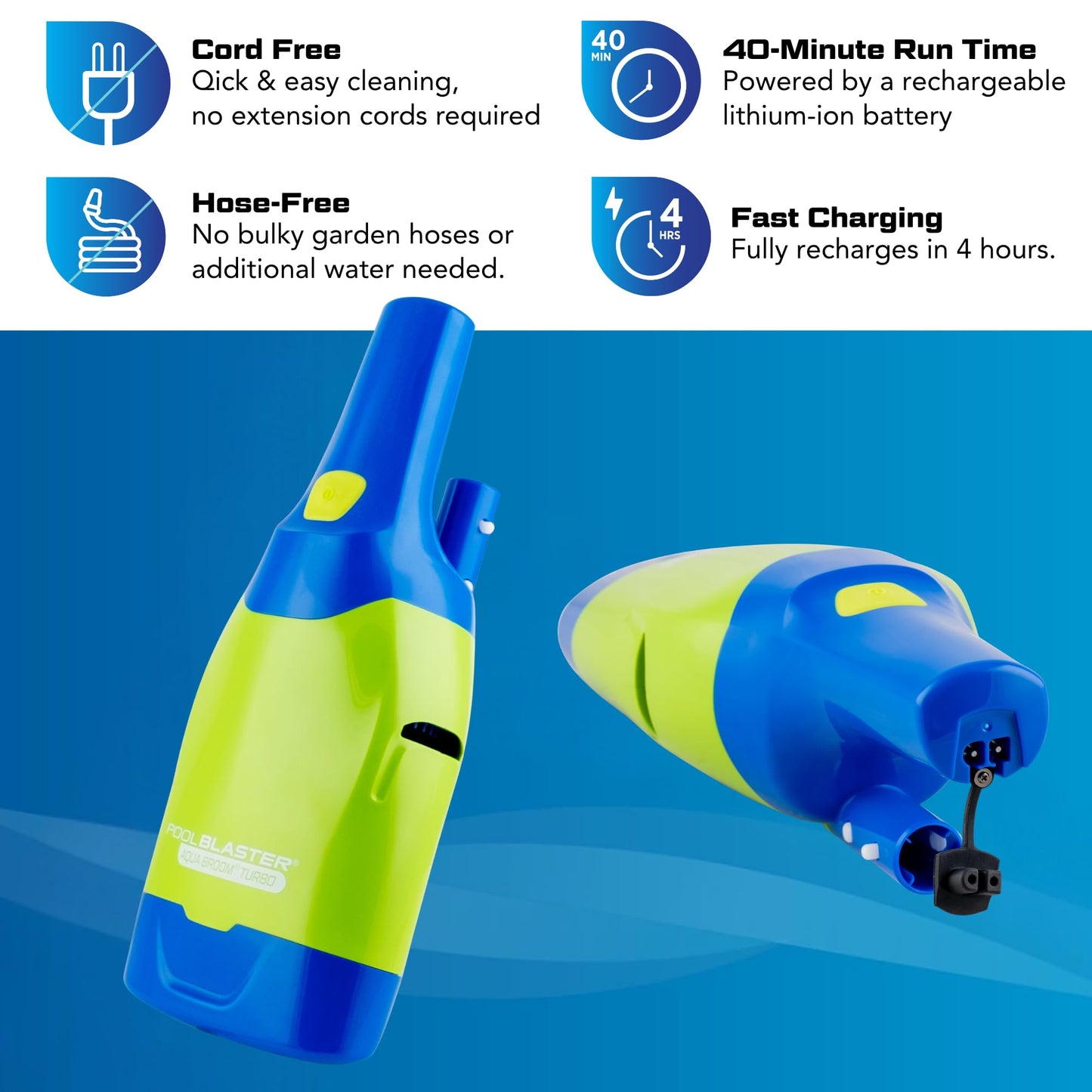 Pool Blaster Aqua Broom Turbo Spa Vacuum for Hot Tub Cordless Hoseless Rechargeable USB Charging Cable Included