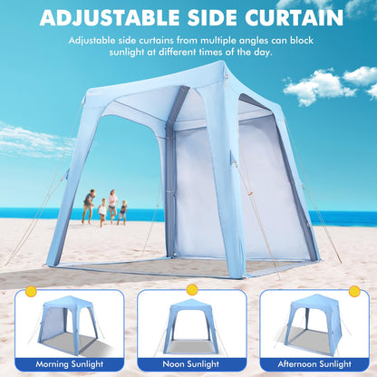 Elegear CumbreX™ Inflatable Beach Canopy Tent, 6-8 Person Beach Cabana with Side Curtain, UPF 50+ UV Protection Easy Setup Blow Up Sun Shade Shelter for Outdoors
