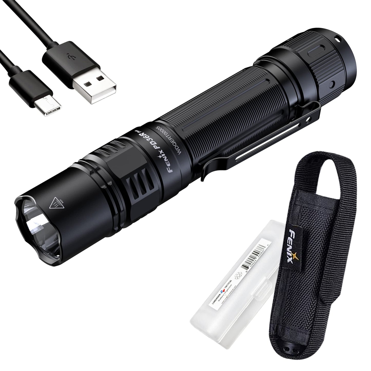 Fenix PD36R Pro High Lumen Tactical Flashlight, 2800 Lumen Dual Rear Switches USB-C Rechargeable with Lumentac Organizer