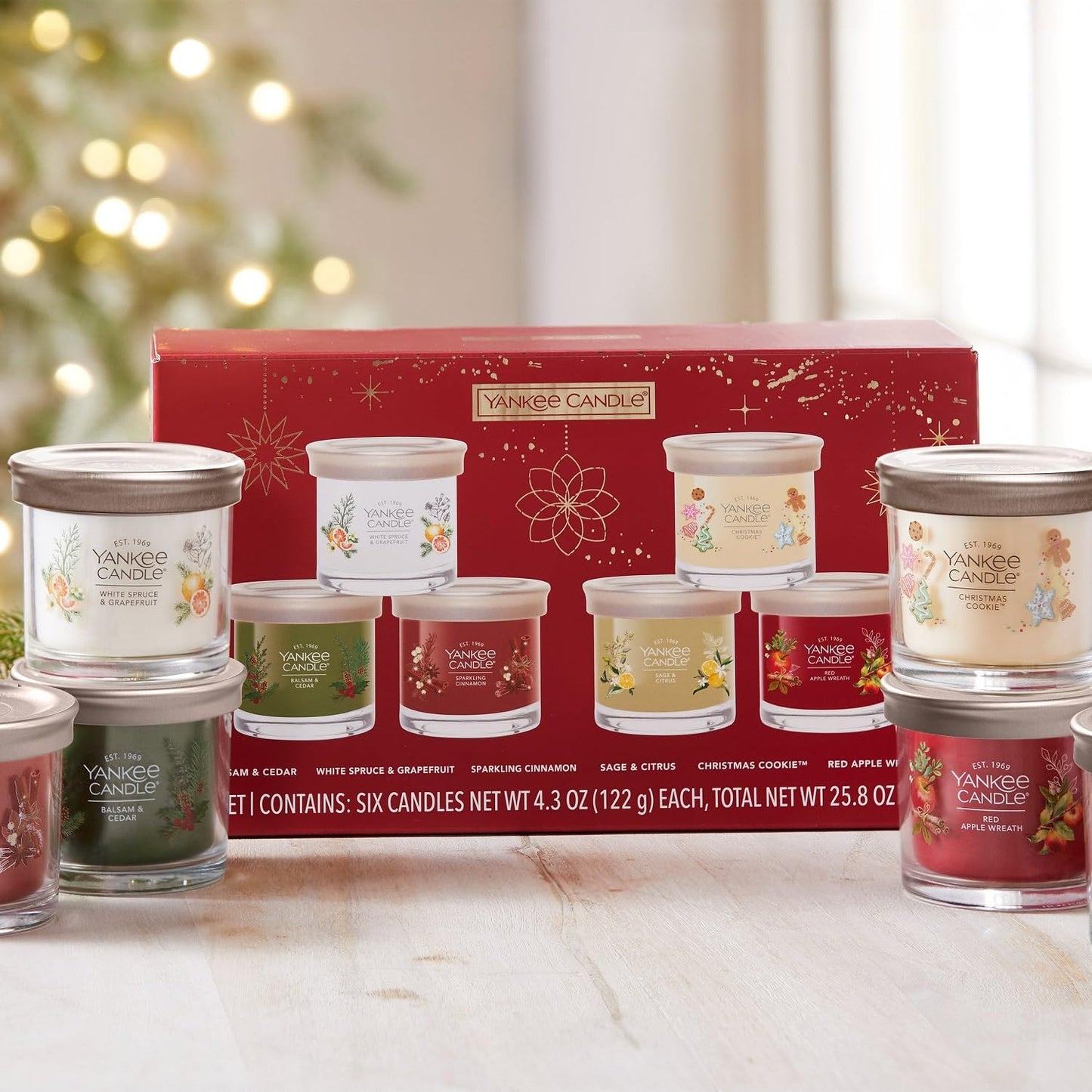 Yankee Candle Variety Pack, 6 Premium Soy Wax Blended Scented Candles, 4.3 oz Each