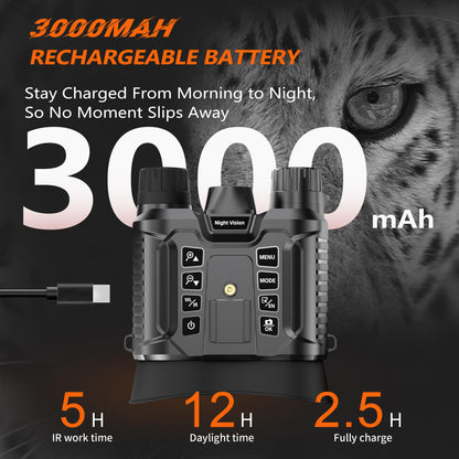 Dsoon Head-Mounted Night Vision Goggles Upgraded, Rechargeable Hands Free Night Vision Binoculars Goggles with Infrared, 1312FT, 32GB TF Card, Flashlight, 8X Digital Zoom