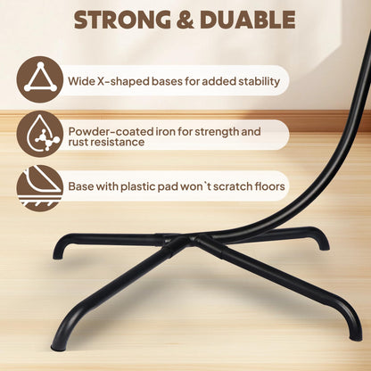 Chihee Hanging Egg Chair Stand,Strong Iron Hammock Chairs Frame with Spring Hook Stable Base,Heavy Duty Swing Chair Stands 330 lbs,C Stand for Hanging Seat Indoor Outdoor Bedroom Patio Garden Balcony