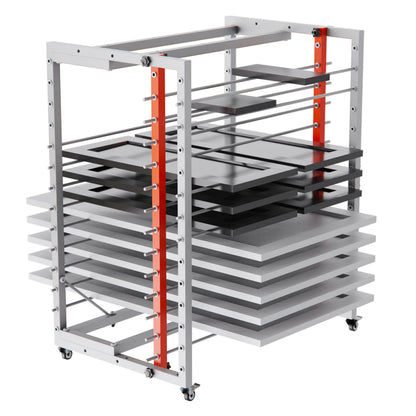 Sytekor Drying Painting Rack for Cabinet Doors – 13-Tier Metal Panel Stand with Locking Wheels and Adjustable Depth