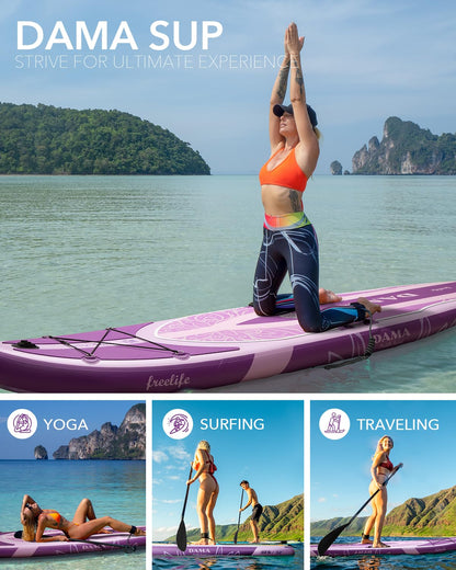 DAMA Premium Yoga&Pets Inflatable Stand Up Paddle Board, 33” Extra Wide Sup Board for Adult on Water, 330lbs Yoga Boardd with Durable SUP Accessories & Carry Bag