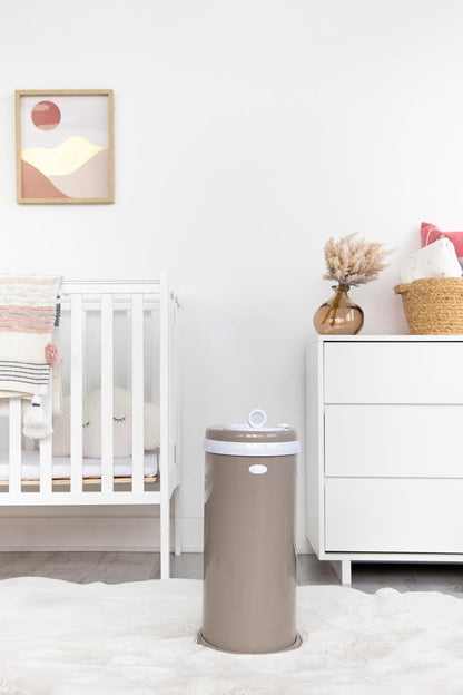Ubbi Stainless Steel Diaper Pail - Odor Locking Design, No Special Bags Required | Taupe Color