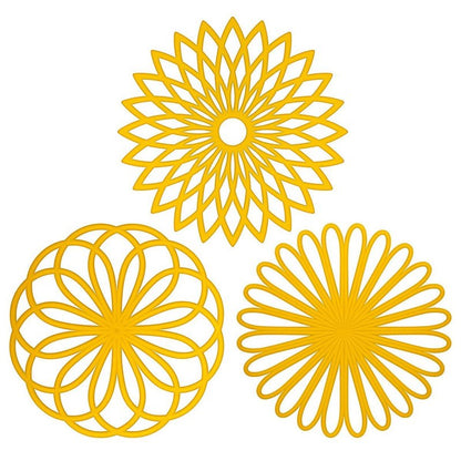 ME.FAN Silicone Trivet Mat - Kitchen Hot Pads for Pots & Dish - Insulated Teapot Trivet - Flexible, Durable, Non-Slip Large Coasters 3 Set Yellow
