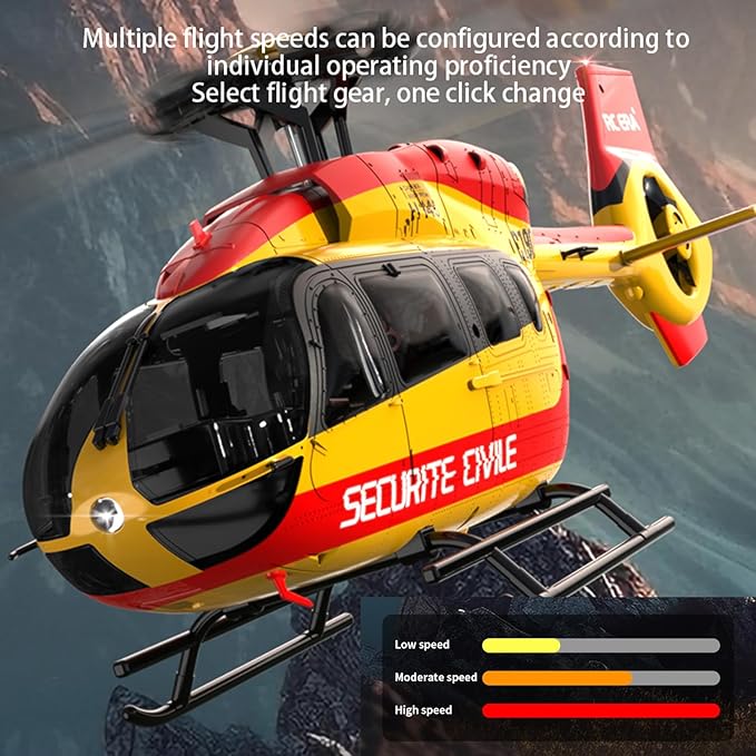 C190 H145 6CH Remote Control Helicopter Aircraft for Adults Beginners RC Heli Single Rotor No Ailerons Maintain Altitude Hover/Optical Flow Positioning RTF 335MM (Yellow 2-Battery)