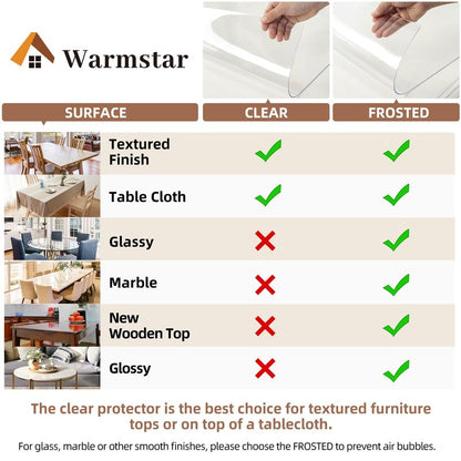 Warmstar Clear Table Cover Protector 24 x 48 Inch, 2mm Thick Plastic Table Cover Rectangle,PVC Clear Table Protector,Desk Protector Mat for Kitchen, Dresser, Writing Desk，Dining Room Table