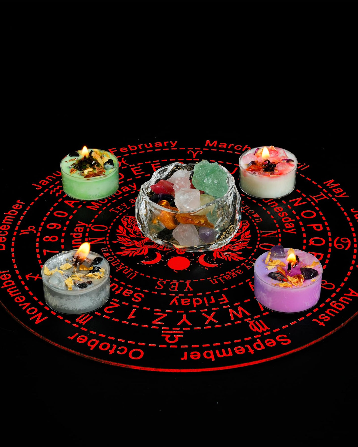 Tealight Soy Candles with Crystals and Herbs, Handmade Energy Candles, Aromatherapy Candles. (Mixed)