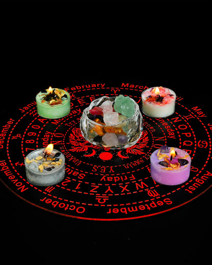 Tealight Soy Candles with Crystals and Herbs, Handmade Energy Candles, Aromatherapy Candles. (Mixed)