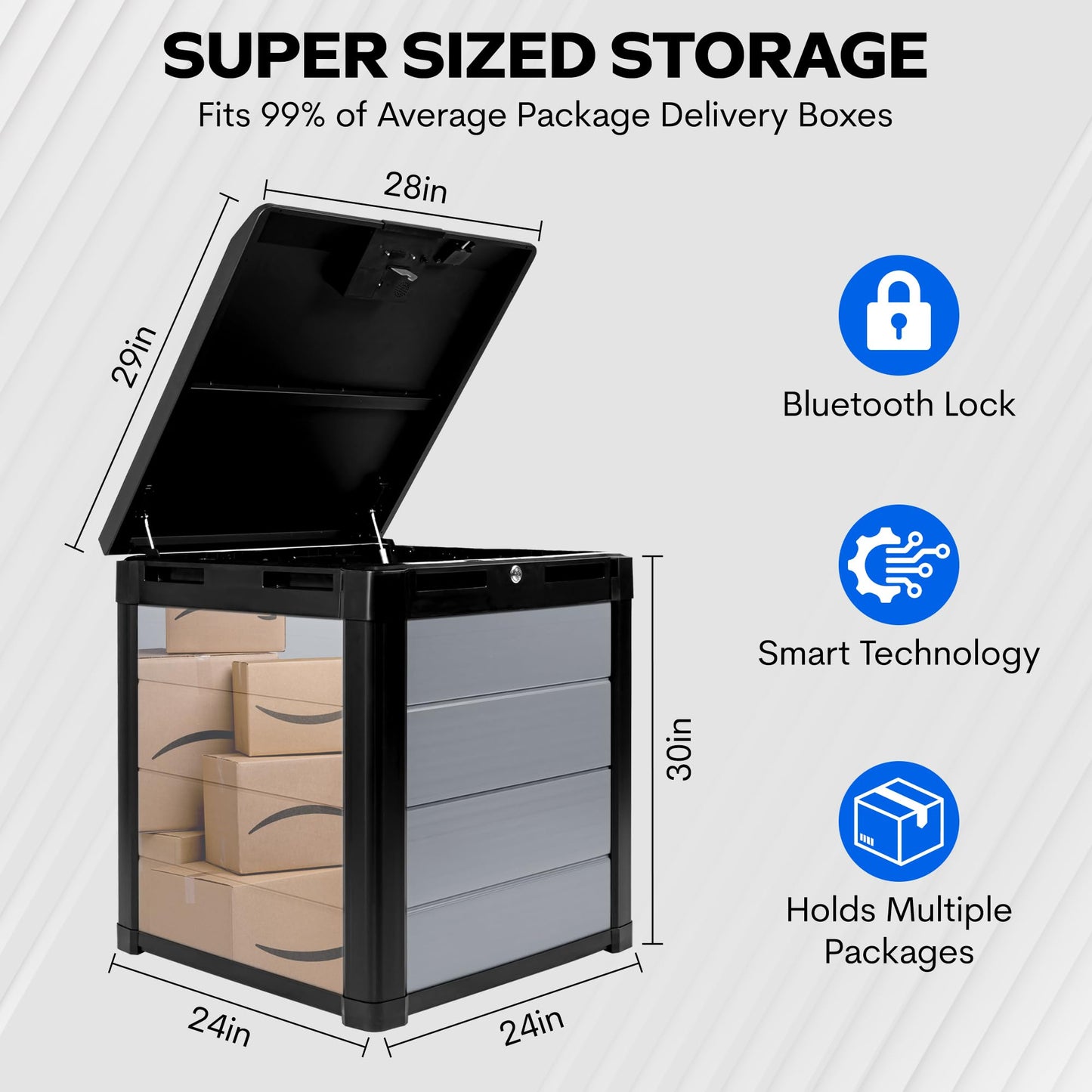 Package Vault- Robust Large Smart Delivery Lock Box "Package Theft Prevention" with a Smart Bluetooth Lock, Great for Outdoor Patios and Porches to Keep Your Packages and Deliveries Safe