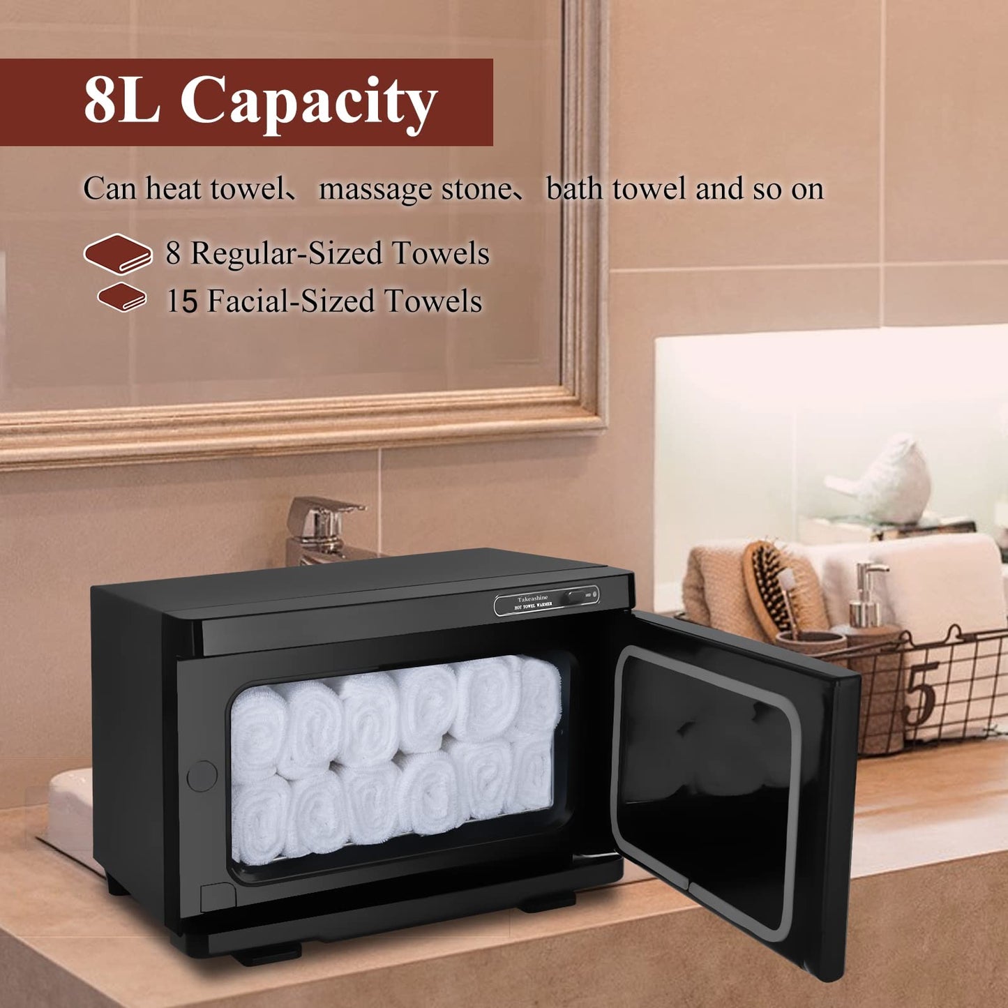 Towel Warmer, 8L Facial & Spa Towel Warmer Auto Reheat, Hot Towel Warmer Cabinet for Estheticians, Professional Towel Warmer for Salon, Spa, Massage