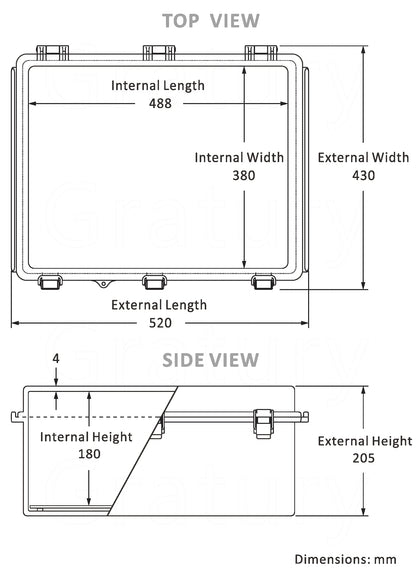 Gratury Junction Box, IP67 Waterproof Plastic Enclosure for Electrical Project, Hinged Grey Cover, Includes Mounting Plate and Wall Bracket 510×410×200mm (20"×16.1"×7.9")