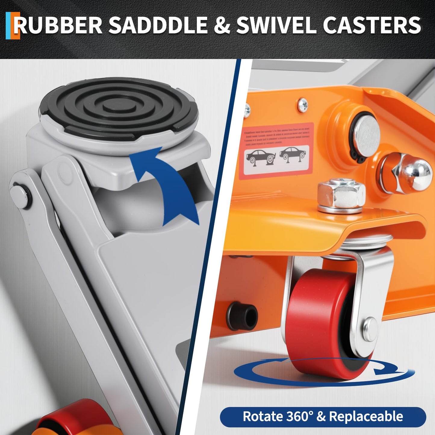 3 Ton (6,000 Lb) Low Profile Hydraulic Racing Floor Jack with Dual Piston Quick Lift Pump Heavy Duty Steel Lifting Range 2.95 to 16.54 Inch for Car SUV Truck Garage,28.0 * 14.2 * 3.0 Inch,Orange