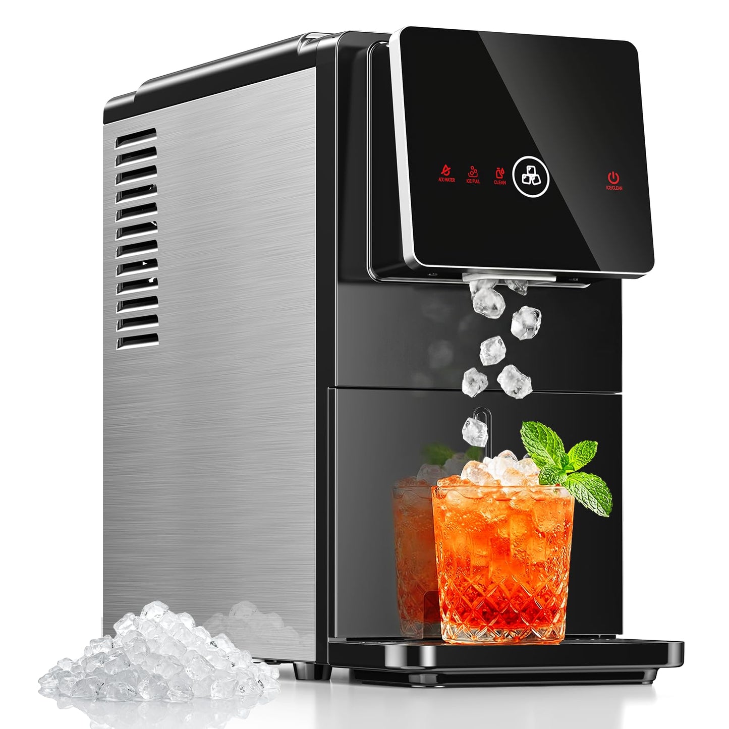 Electactic Nugget Ice Makers Countertop, Portable Ice Maker with Self-Cleaning, 35Lbs Per Day, Self Dispensing Design, One-Click Operation, 1.8L Water Tank, 1.5Lbs Ice Storage, for Multi-Scenario Use