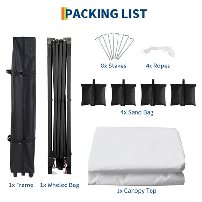 10' x 10' Pop Up Canopy Tent, Commercial Instant Outdoor Shelter with 3 Adjustable Heights, Portable Gazebo with Wheeled Carry Bag for Patio, Deck, Garden, Beach and Camping